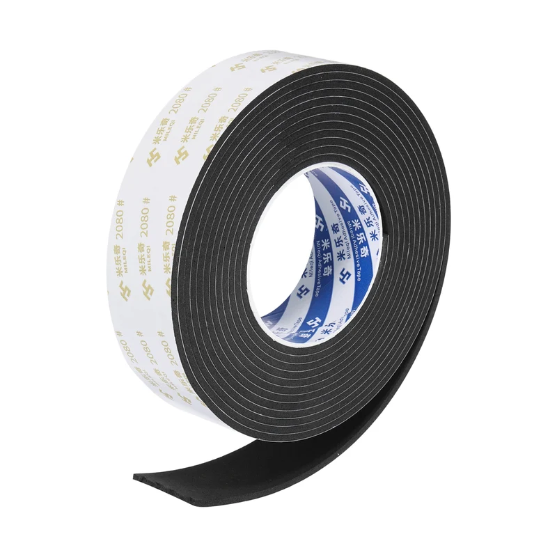 1-9/16" W x 1/8" t x 16.4ft l EVA Weather Stripping Foam Tape, Black