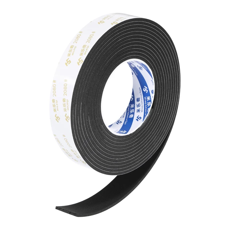 1-3/16" W x 1/8" t x 16.4ft l EVA Weather Stripping Foam Tape, Black