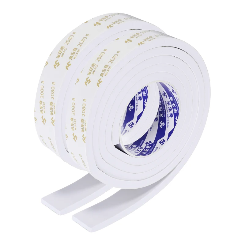 2Pcs 1 3/16"W x 5/16"t x 6.6 ft l Weather Stripping Foam Tape White
