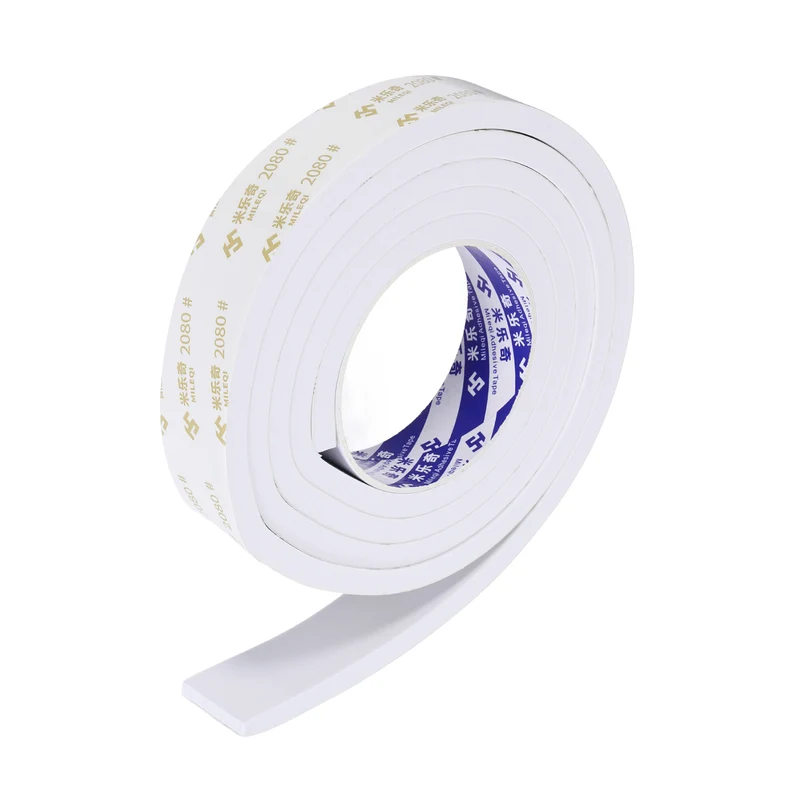 1-3/16" W x 5/16" t x 6.6 ft l Weather Stripping Foam Tape White