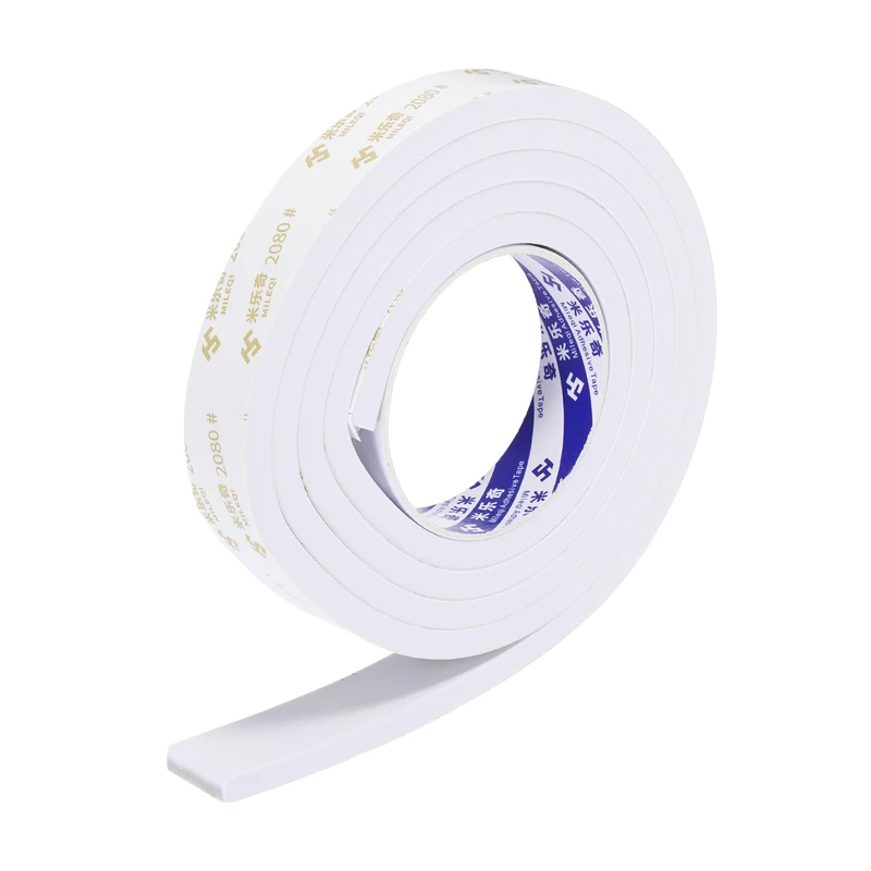 1 W x 5/16" t x 6.6 ft l Weather Stripping Foam Tape White