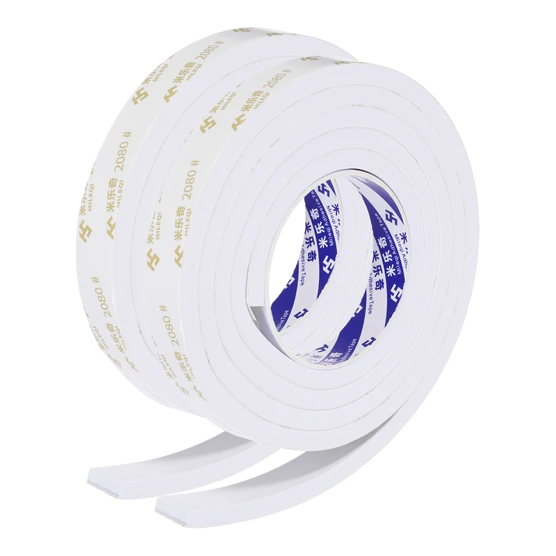 2 Pcs 13/16"W x 5/16"t x 6.6 ft l Weather Stripping Foam Tape White