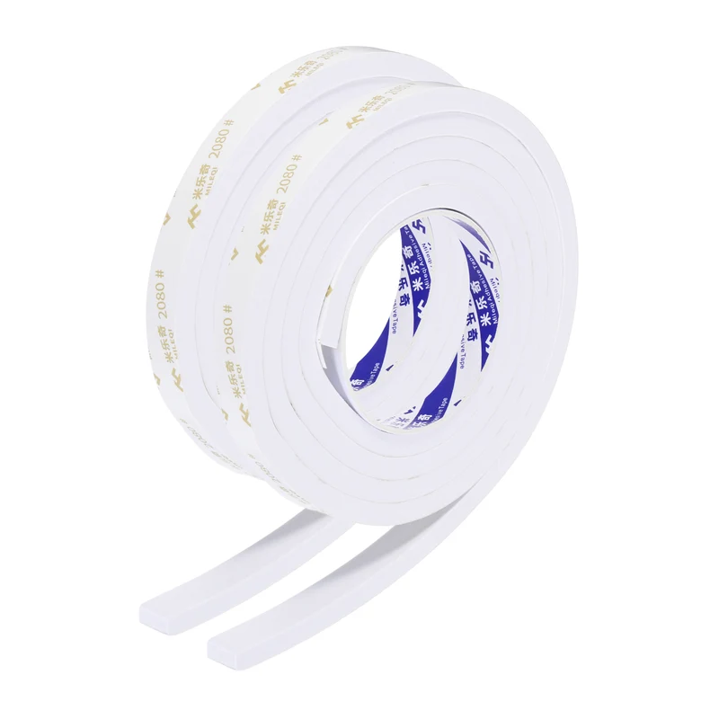2Pcs 9/16" W x 5/16" t x 6.6 ft l Weather Stripping Foam Tape White