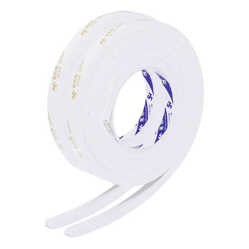 2 Pcs 3/8" W x 5/16" t x 6.6 ft l Weather Stripping Foam Tape White