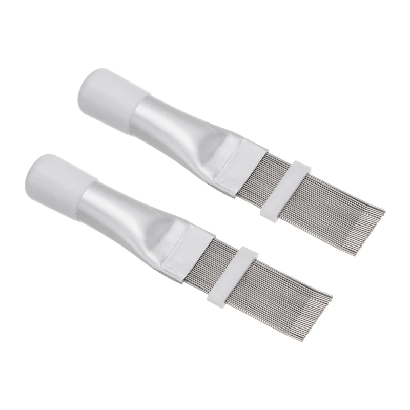 Air Conditioner Fin Comb, 2 Pcs Stainless Steel Fin Comb Brush AC Coil Cleaner Fin Straightener Condenser Radiator for Refrigerator Evaporator, White
