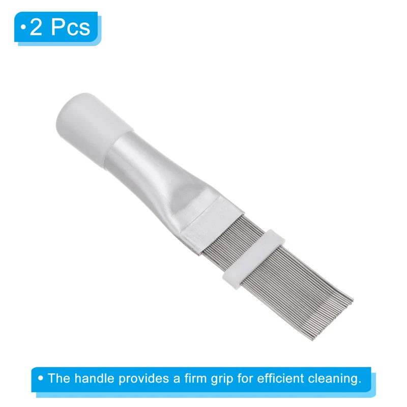 Air Conditioner Fin Comb, 2 Pcs Stainless Steel Fin Comb Brush AC Coil Cleaner Fin Straightener Condenser Radiator for Refrigerator Evaporator, White