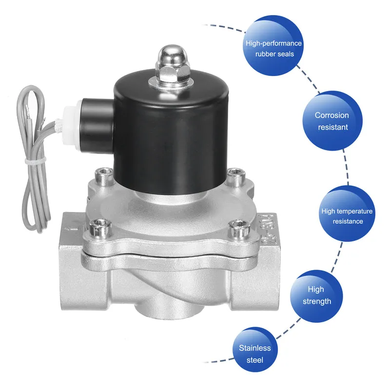 Stainless Steel Electric Solenoid Valve 1" NPT 24V DC Closed Water Gas Diesel