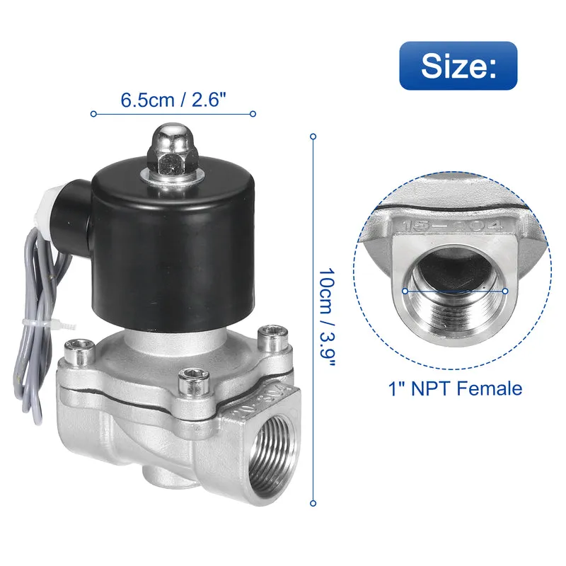 Stainless Steel Electric Solenoid Valve 3/4" NPT 24V DC Closed Water Gas Diesel