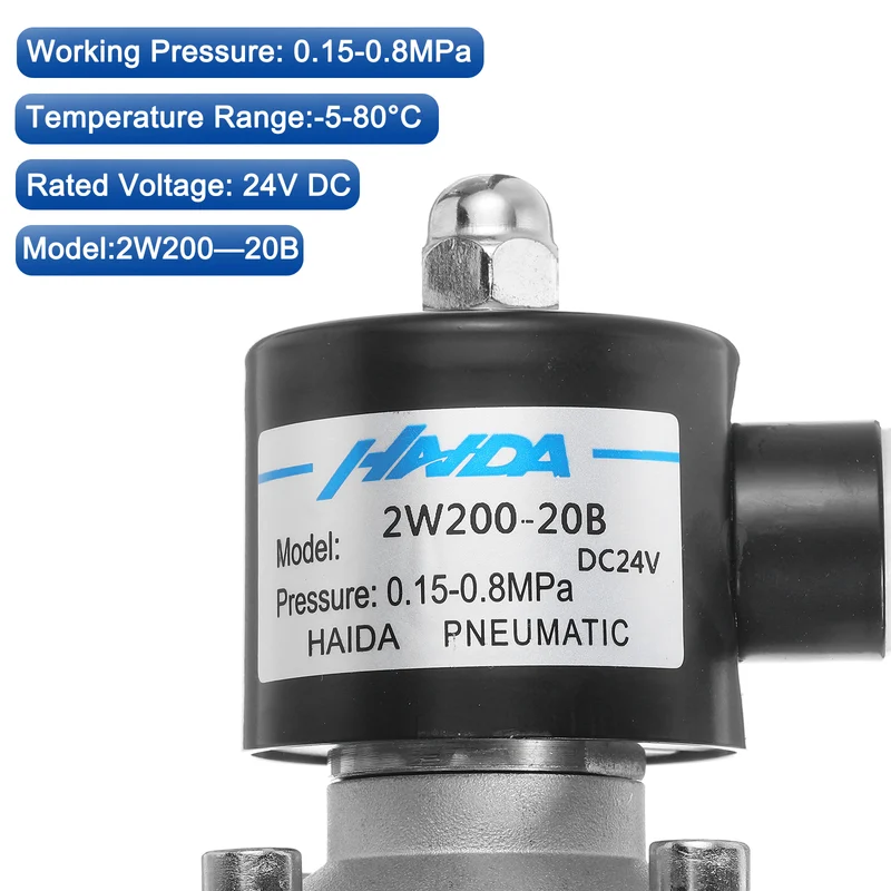 Stainless Steel Electric Solenoid Valve 3/4" NPT 24V DC Closed Water Gas Diesel