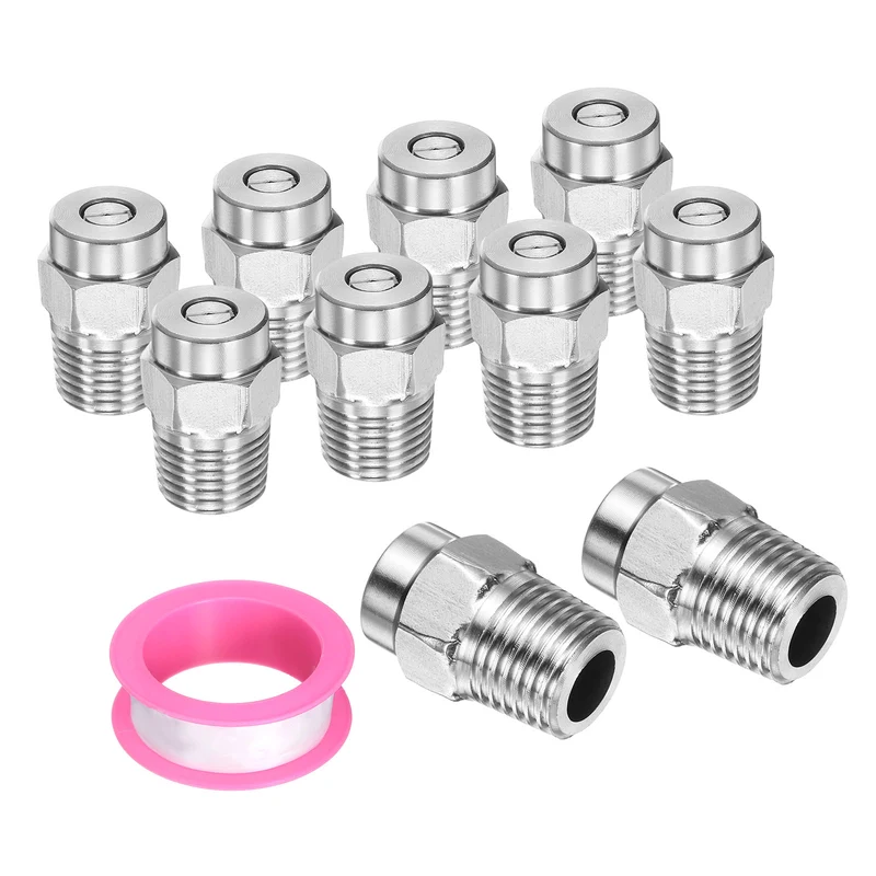 10pcs 50 Degree Surface Clean Tip 1/4 Inch NPT Male 2.5 Orifice Spray Nozzles