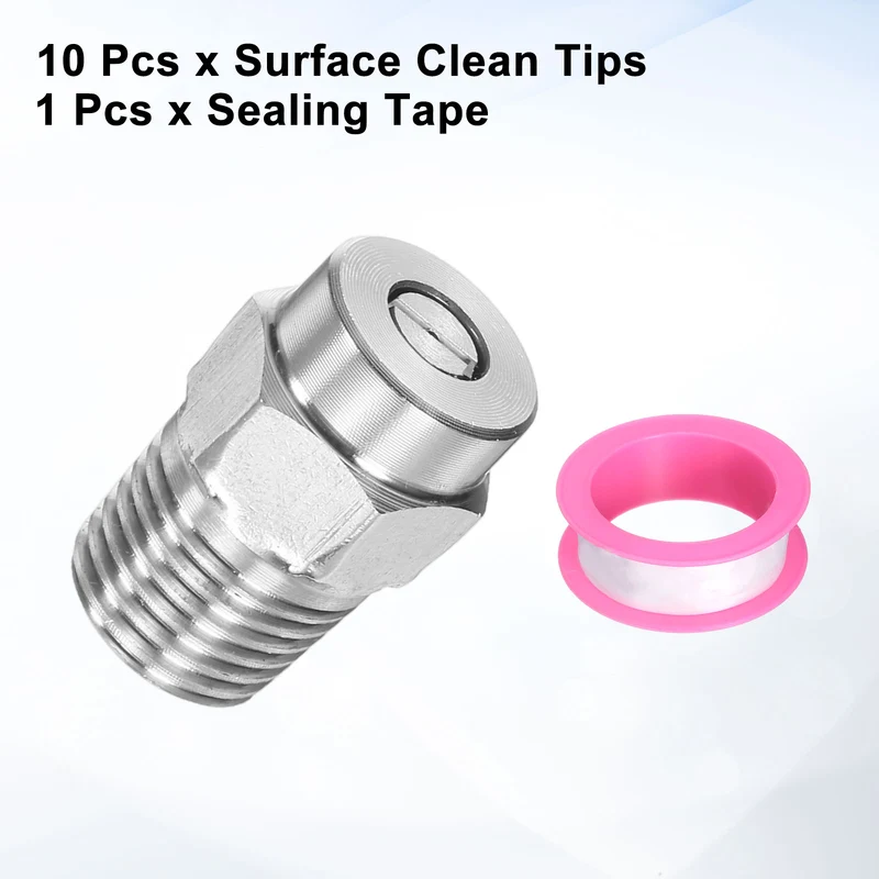 10pcs 50 Degree Surface Clean Tip 1/4 Inch NPT Male 2.5 Orifice Spray Nozzles