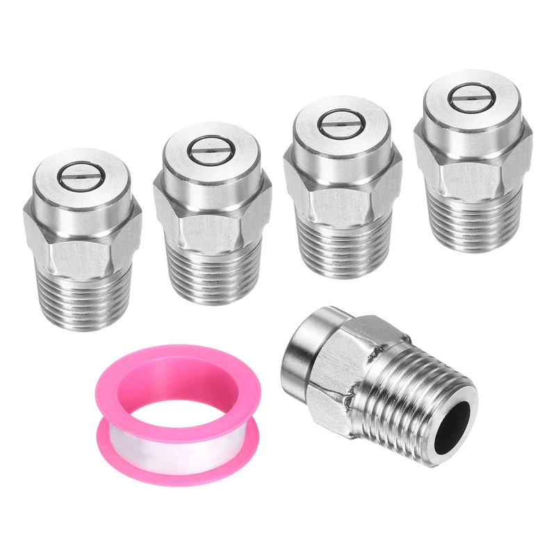 5pcs 40 Degree Surface Clean Tip 1/4 Inch NPT Male 1.0 Orifice Spray Nozzles