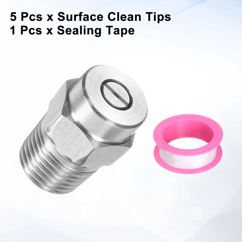 5pcs 40 Degree Surface Clean Tip 1/4 Inch NPT Male 1.0 Orifice Spray Nozzles