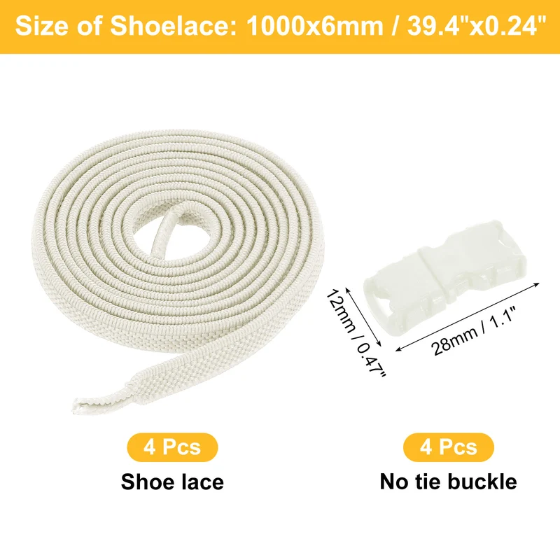 8 Pack Elastic Tieless Shoe Laces for Adults Sneakers, Beige
