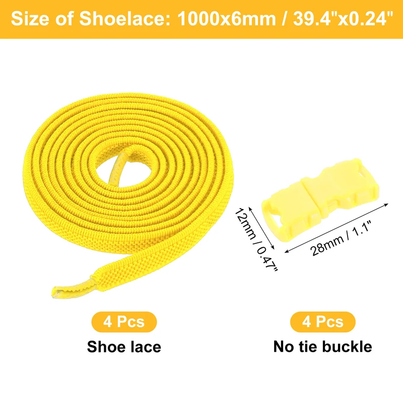 8 Pack Elastic Tieless Shoe Laces for Adults Sneakers, Yellow