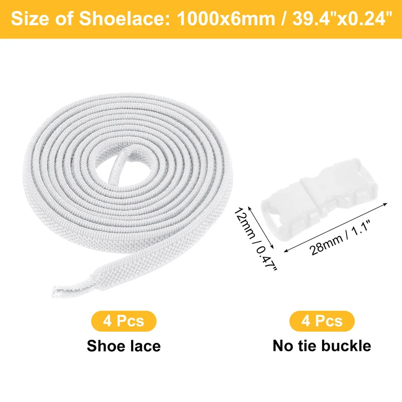 8 Pack Elastic Tieless Shoe Laces for Adults Sneakers, Luminous White