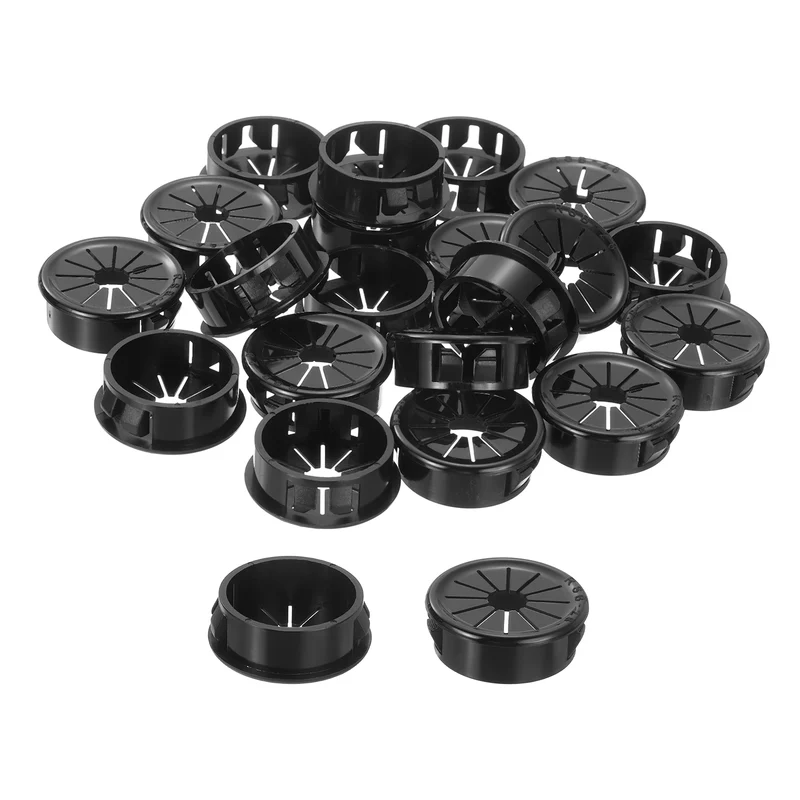 Snap Bushing Grommet 1.1"(28mm) Mount Dia, 20Pcs Nylon Bushing Grommet, Black