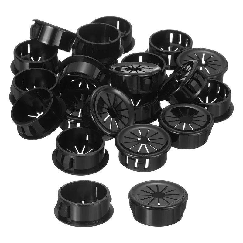 Snap Bushing Grommet 1"(25mm) Mount Dia, 20Pcs Nylon Bushing Grommet, Black