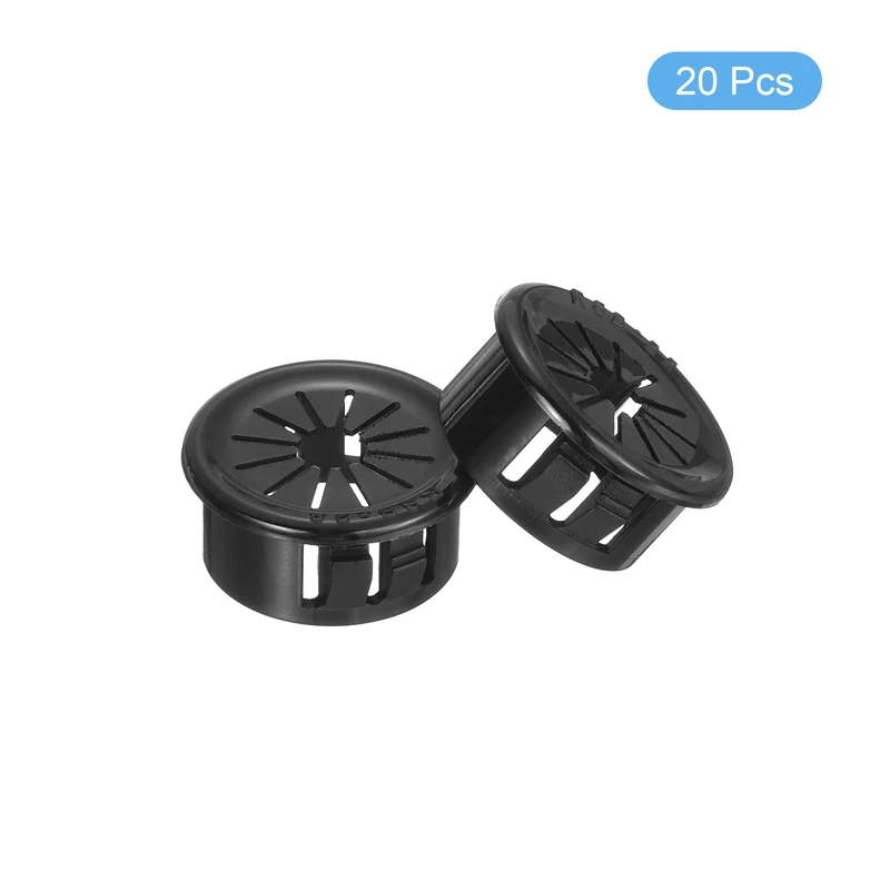 Snap Bushing Grommet 0.87"(22mm) Mount Dia, 20Pcs Nylon Bushing Grommet, Black