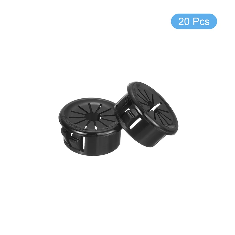 Snap Bushing Grommet 0.83"(21mm) Mount Dia, 20Pcs Nylon Bushing Grommet, Black