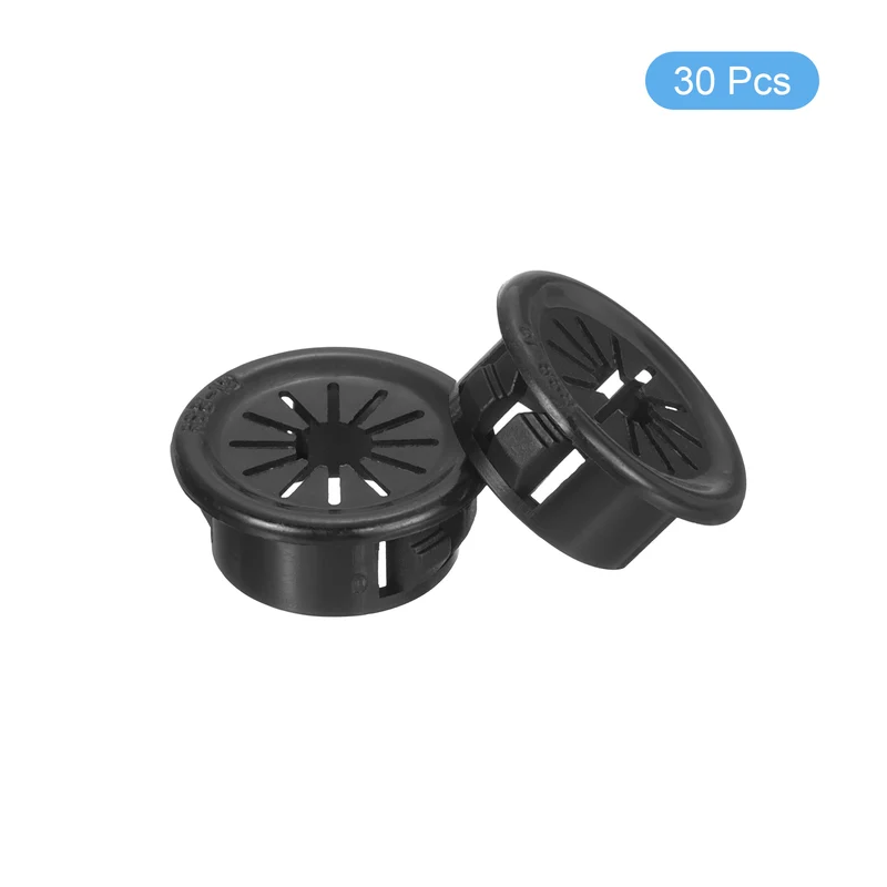 Snap Bushing Grommet 0.75"(19mm) Mount Dia, 30Pcs Nylon Bushing Grommet, Black