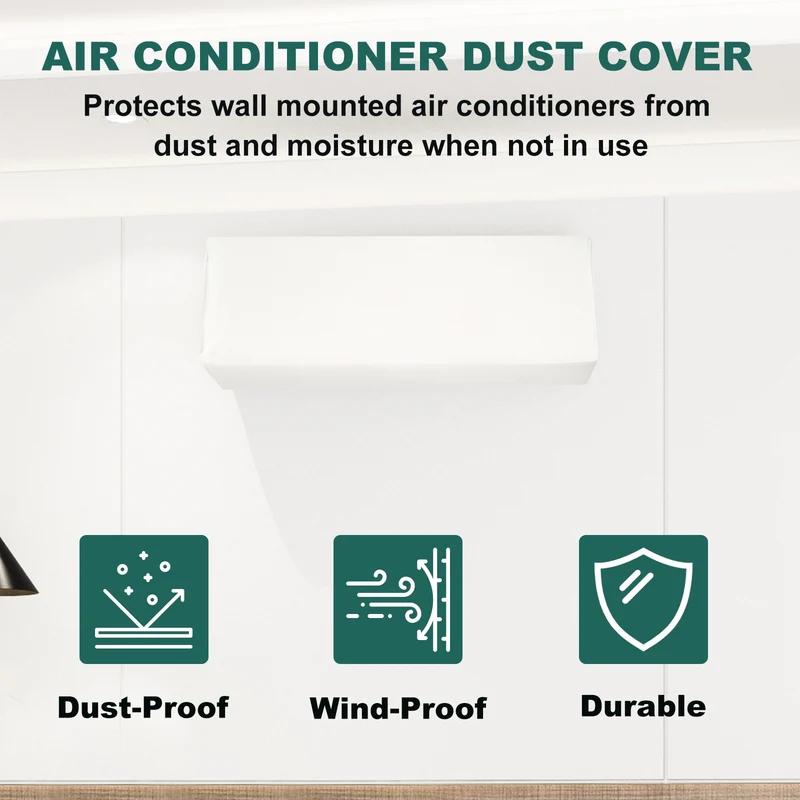 34.6" Air Conditioner Cover, Indoor AC Cover Leather Dustproof Dust Covers for Wall-Mounted Split Air Conditioners, Beige