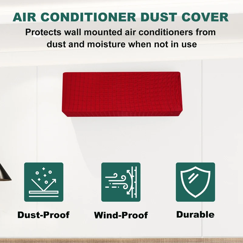 37.8" Air Conditioner Cover, Indoor AC Cover Knitted Dust Covers, Red