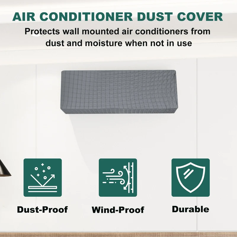 37.8" Air Conditioner Cover, Indoor AC Cover Knitted Dust Covers, Grey