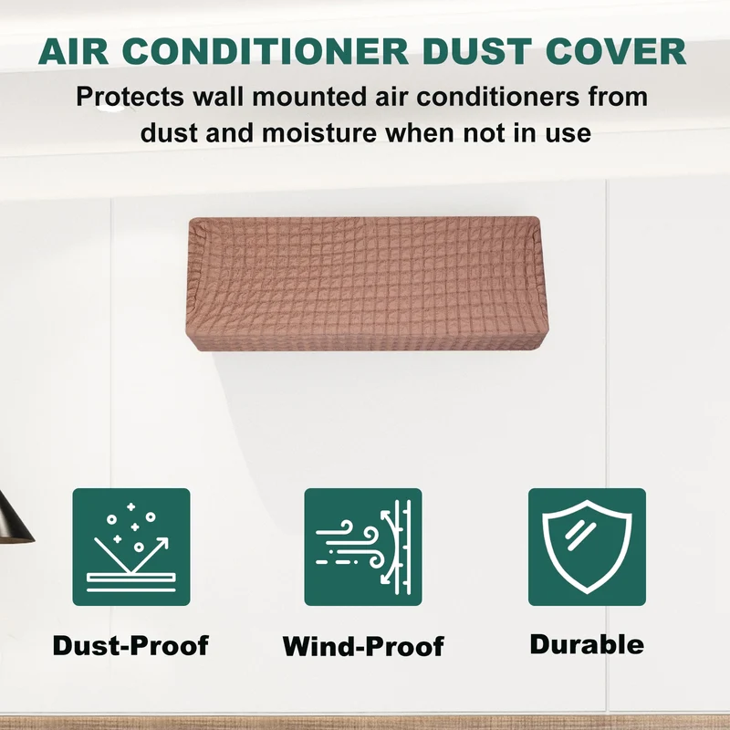 37.8" Air Conditioner Cover, Indoor AC Cover Knitted Dust Covers, Brown