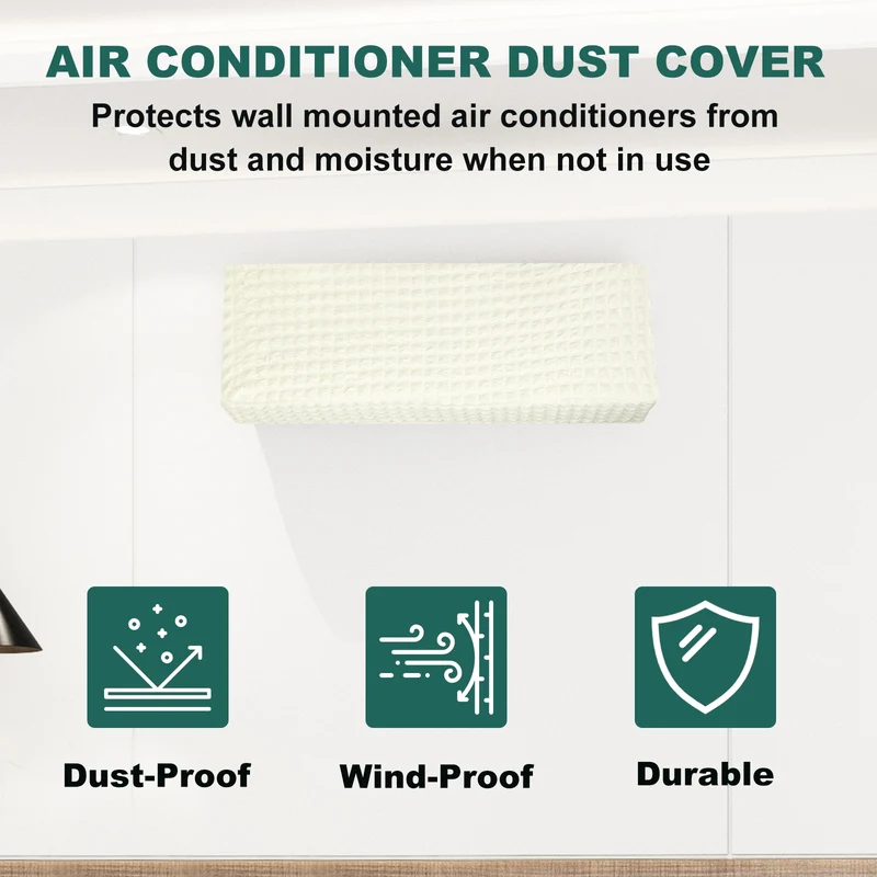 37.8" Air Conditioner Cover, Indoor AC Cover Knitted Dust Covers, White