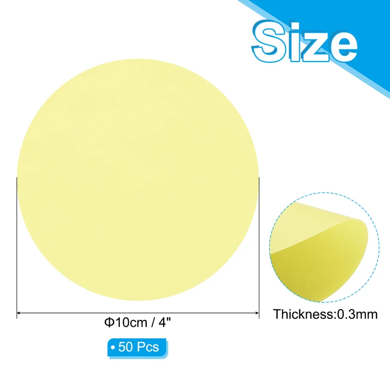4inch Circle Card Stock, 50Pcs Cutouts Paper Thick Coaster Light Yellow