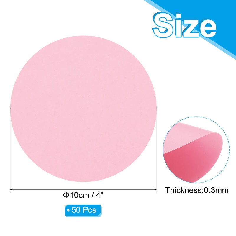 4inch Circle Card Stock, 50Pcs Cutouts Paper Thick Cardstock Coaster Pink