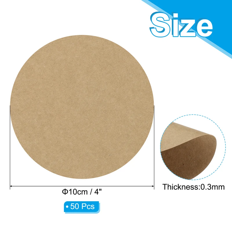4inch Circle Card Stock, 50Pcs Cutouts Paper Thick Cardstock Coaster Kraft Color