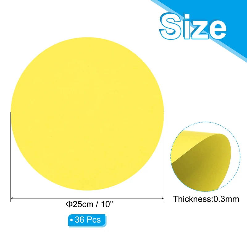 10inch Circle Card Stock, 36Pcs Round Shape Cutouts Paper, Yellow