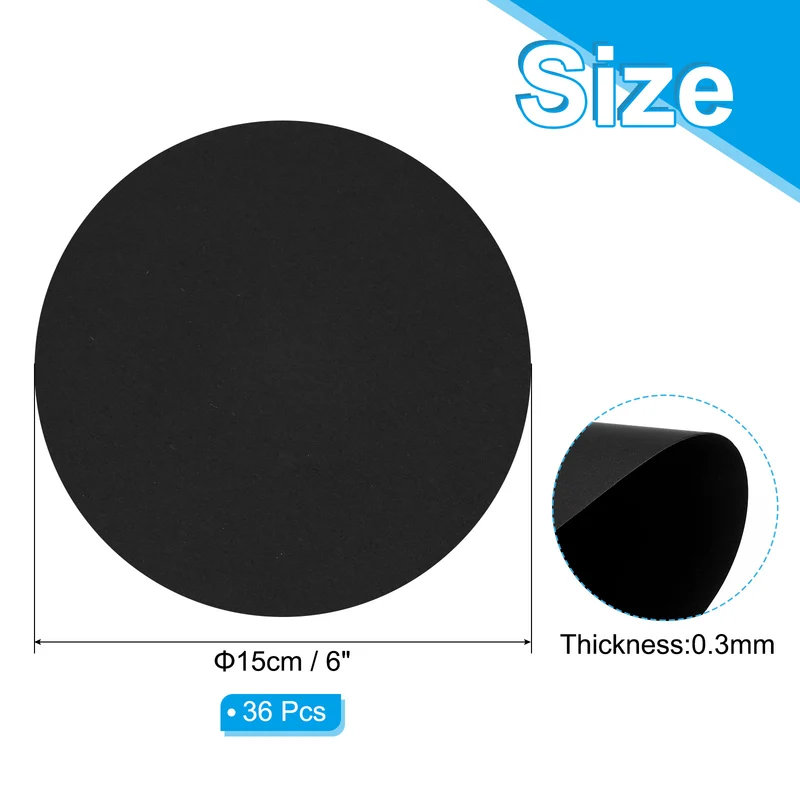 6inch Circle Card Stock, 36Pcs Round Shape Cutouts Paper, Black