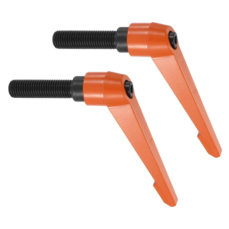 Clamping Lever Handles for Lathe, M16x63mm Male Thread Orange 2Pcs