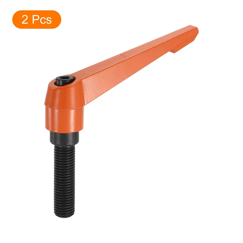 Clamping Lever Handles for Lathe, M16x63mm Male Thread Orange 2Pcs