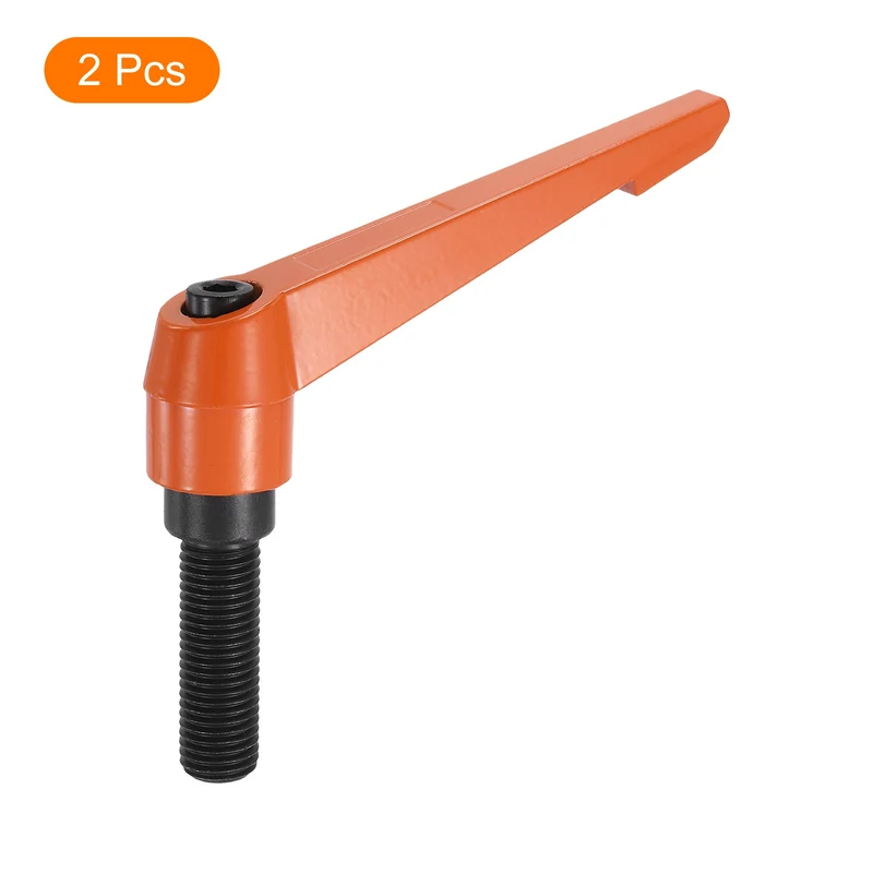Clamping Lever Handles for Lathe, M16x50mm Male Thread Orange 2Pcs