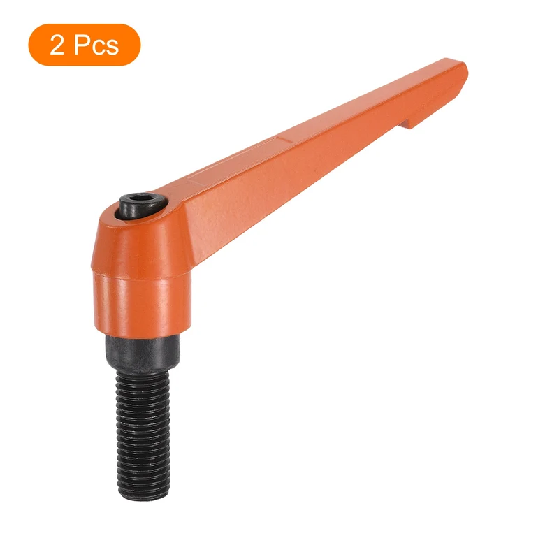 Clamping Lever Handles for Lathe, M16x40mm Male Thread Orange 2Pcs