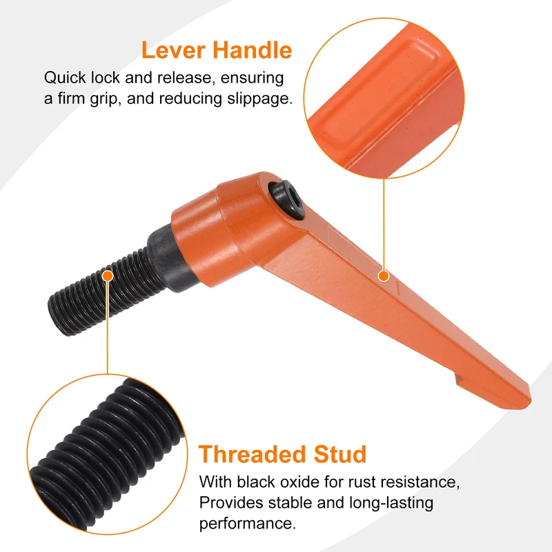Clamping Lever Handles for Lathe, M16x40mm Male Thread Orange