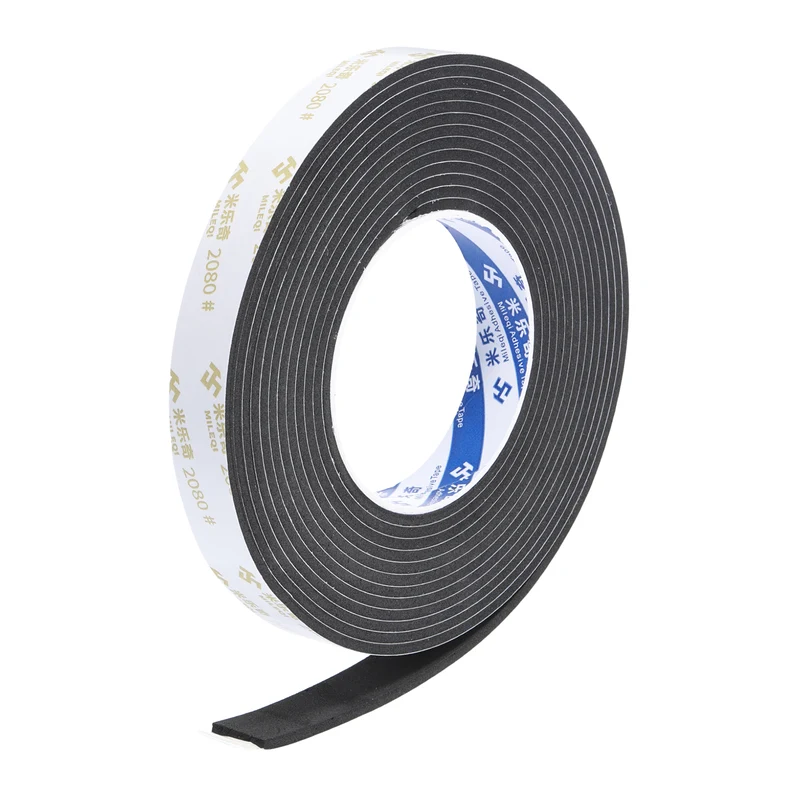 13/16" W x 1/8" t x 16.4ft l EVA Weather Stripping Foam Tape, Black