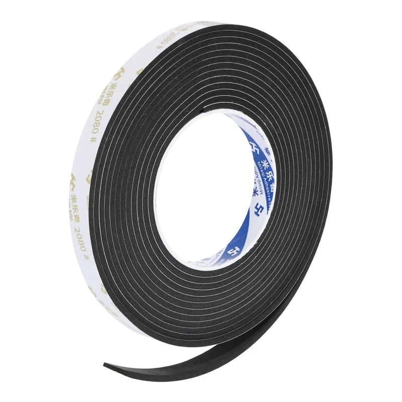 9/16" W x 1/8" t x 16.4ft l EVA Weather Stripping Foam Tape, Black