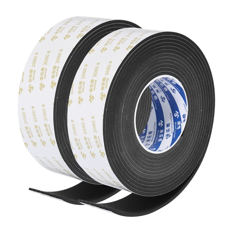 2Pcs 2" W x 1/16" t x 16.4ft l EVA Weather Stripping Foam Tape, Black
