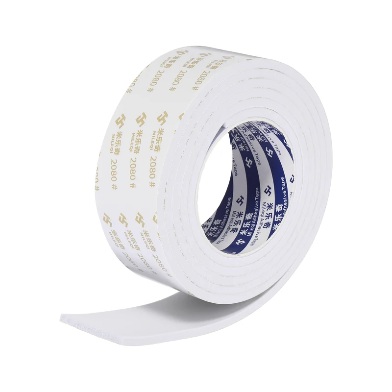 2 W x 3/16" t x 6.6 ft l Weather Stripping Foam Tape White