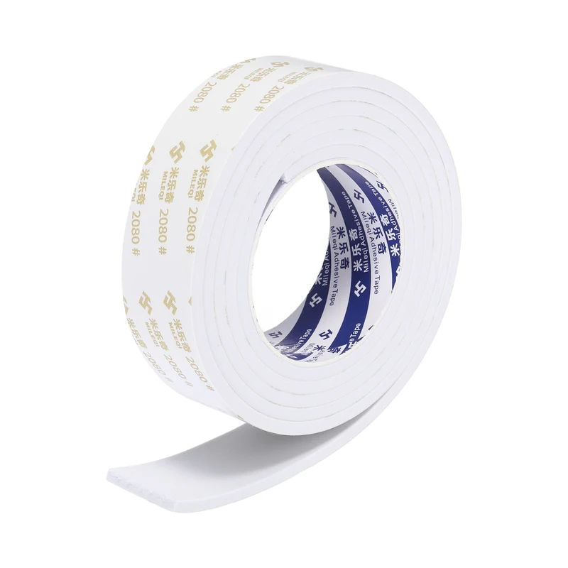 1 9/16" W x 3/16" t x 6.6 ft l Weather Stripping Foam Tape White
