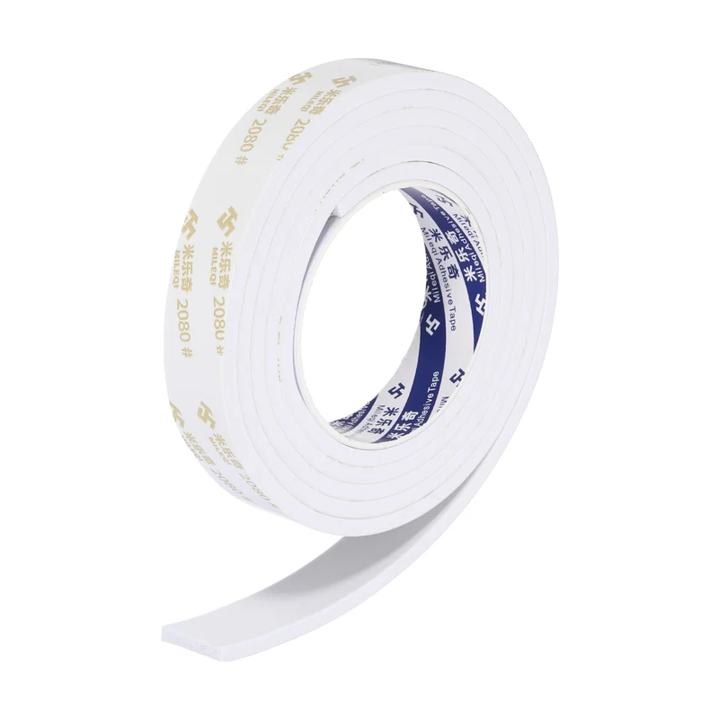1 W x 3/16" t x 6.6 ft l Weather Stripping Foam Tape White