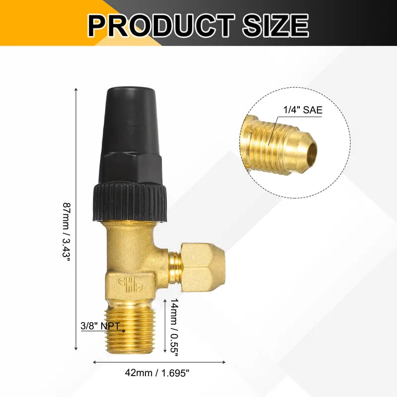 1/4" Flare x 3/8" NPT Male Angle Stop Valve Brass Right Angle Valves Fitting