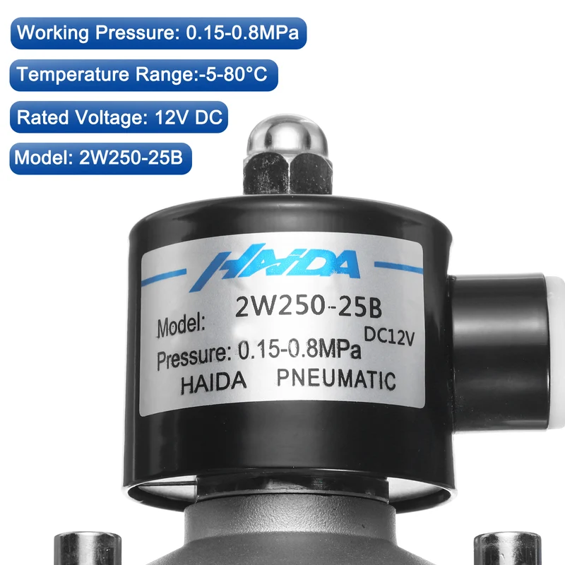 Stainless Steel Electric Solenoid Valve 1" NPT 12V DC Closed Water Gas Diesel