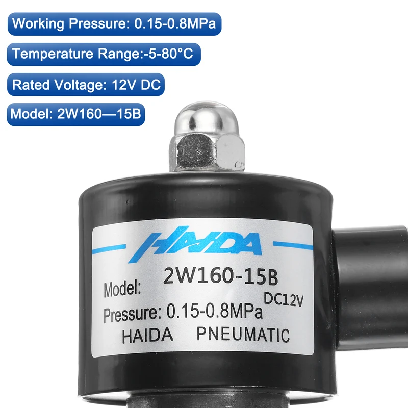 Stainless Steel Electric Solenoid Valve 1/2" NPT 12V DC Closed Water Gas Diesel