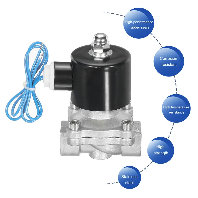 Stainless Steel Electric Solenoid Valve 1/2" NPT 12V DC Closed Water Gas Diesel